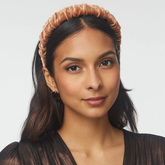 NEW Lele Sadoughi Copper Velvet Kelly Ruched Headband Brown Women's One Size - Picture 7 of 7